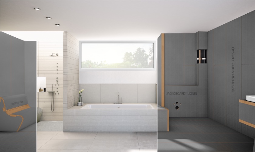 JACKOBOARD® lanceert LIGNIN, De CO2-geoptimaliseerde bouwplaat voor moderne badkamerinrichting